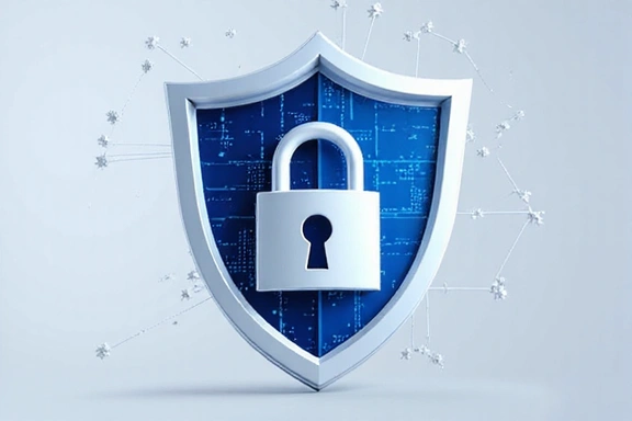 Icono de un candado digital y un escudo, simbolizando la privacidad y seguridad de los datos