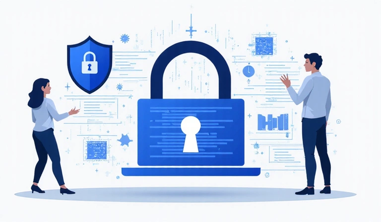 Ilustración de seguridad de datos y privacidad en línea